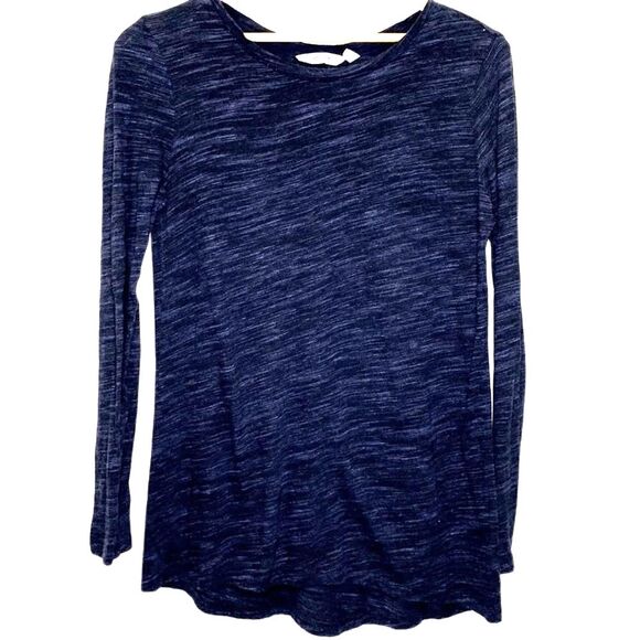 Athleta Blue Space Dyed Long Sleeve Scoop Neck Athletic Tunic Top Size S-Tall - Picture 1 of 9